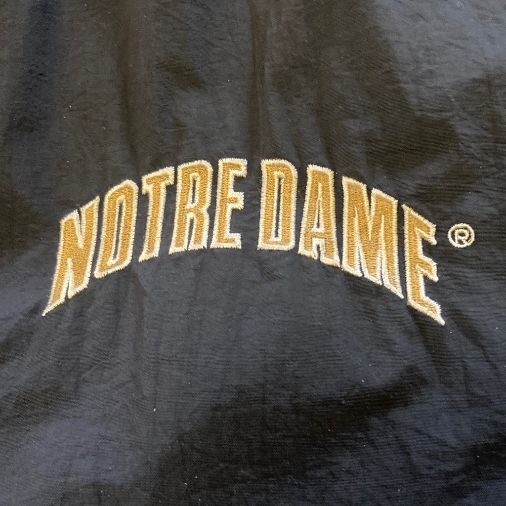Vintage Notre Dame men’s L full zip lined hooded jacket Navy water repellent - Picture 11 of 14